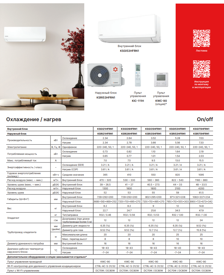 Купить кондиционер Kentatsu ICHI KSGI35HFRN1/KSRI35HFRN1 on/off для 35-40
