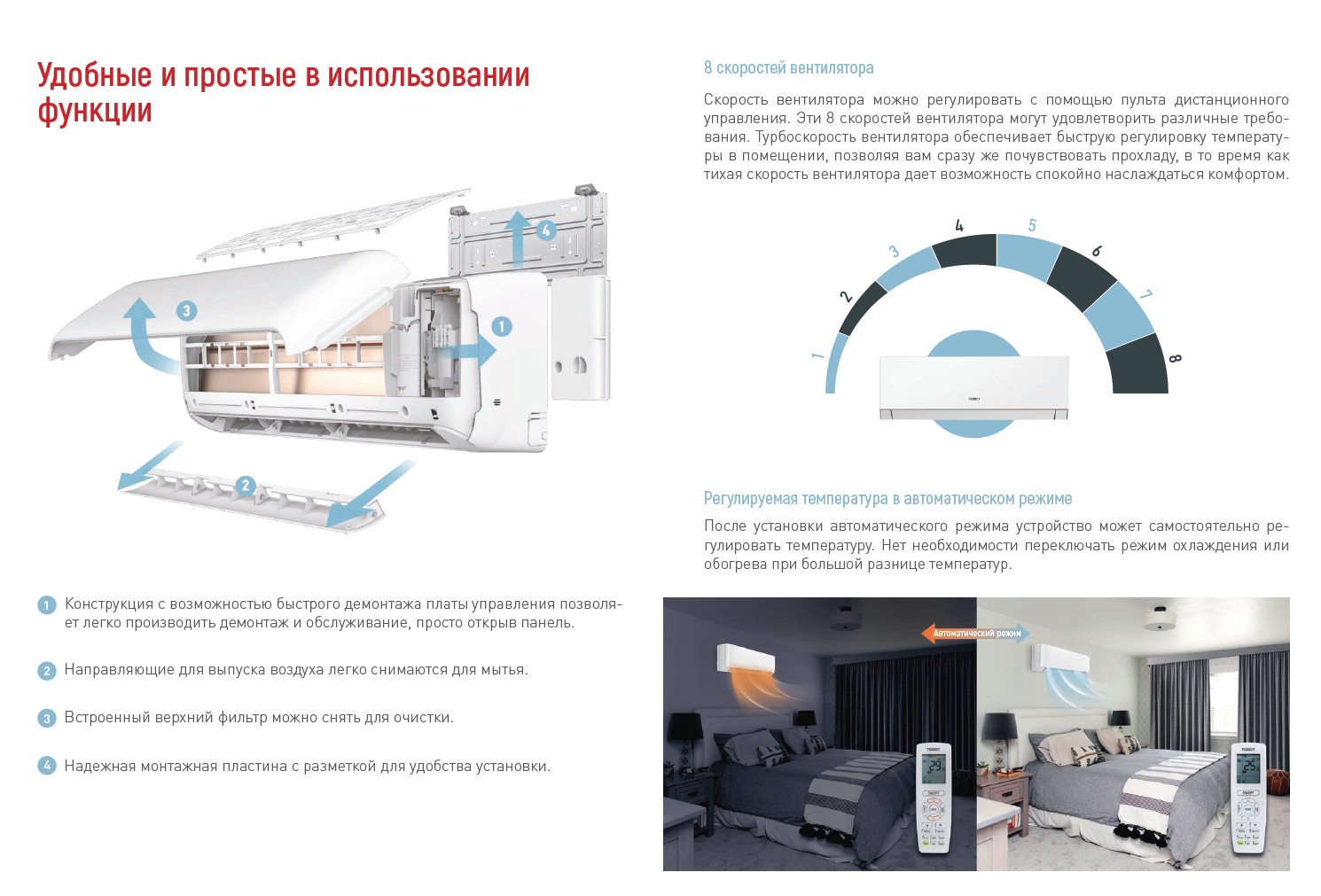 Системы кондиционирования Biryusa, TOSOT, LESSAR: гид по управлению